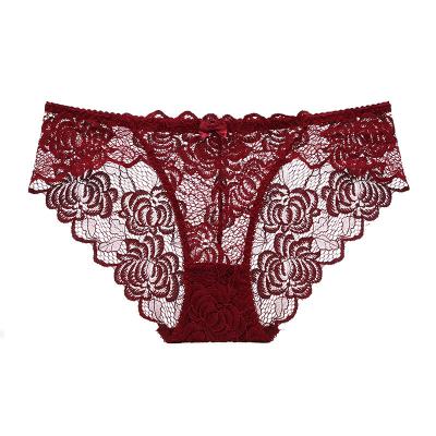 China New Arrival Antibacterial Medium Rise Sexy Lingeries Japanese Lace Panties For Women Black Pink Sex Quantity Simple Bow Customize Anti Silk Hot for sale