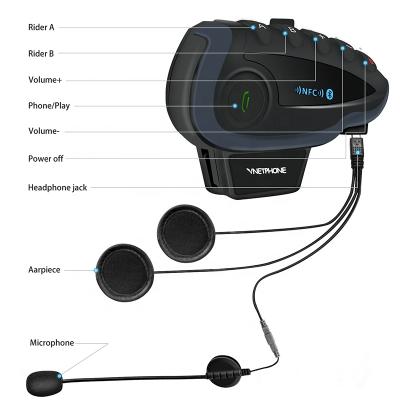 China Motorcycle wireless fm communication v8 vnetphone bluetooth headset intercom bluetooth radio headset for sale