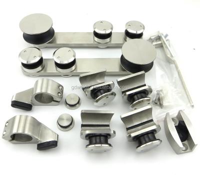 China Modern Glass Stainless Steel Barn Door Hardware Fittings for sale