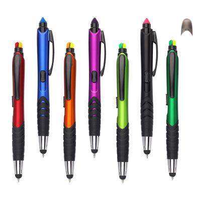 China Normal Logo Printed Highlighter 2022 3 in 1 Stylus Screen Multifunctional Ballpoint Pen for sale