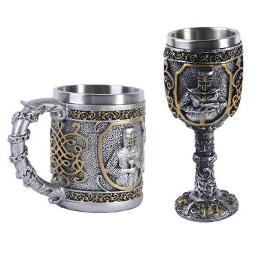 China Retro Stainless Steel Viable Resin Tumbler Coffee Cup Decoration Antique Mug for sale