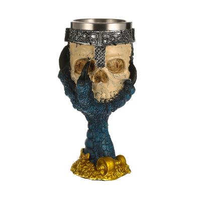 China Creative Dragon Claw Skull Resin Glass Decoration Red Wine Goblet Viable Personality Wine Glass for sale