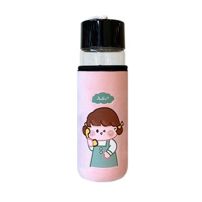 China High Borosilicate Glass Hand Warmer Stocked Cup With Cloth Cover Cute Creative Portable Glass Bottle for sale