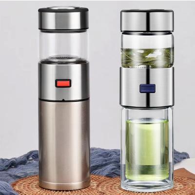 China 2020 Hot Sale Business Gift Tea Infuser Viable Bottle Double Wall Glass Tumbler With Separator for sale