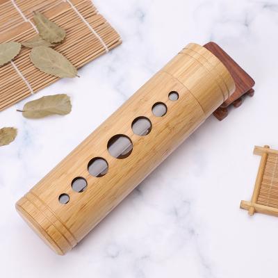 China Custom Reusable Natural Bamboo Tumbler Viable Glass Water Bottle for sale