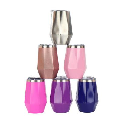 China Sustainable 304 Stainless Steel Vacuum Mugs Diamond Shaped Insulated Tumblers With Lid for sale