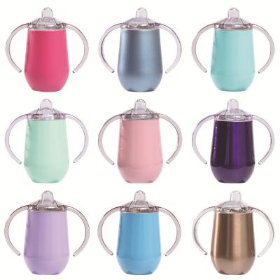 China 10oz Sippy Cup Viable With Straw Kids Thermos Vacuum Insulated Water Bottle Feeding Supplies Stainless Steel Baby Sippy Cup for sale