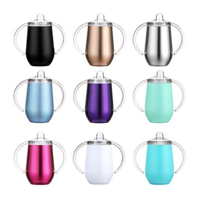 China Best Selling 10oz Baby Kids Kids Double Wall Stainless Steel Sippy Cups Tumbler With Double Handle for sale