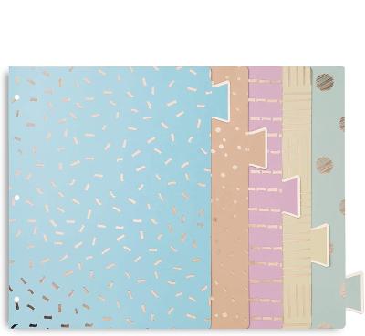 China Glitter Gold Foil Paper 3 Ring Binder Dividers with 5-Tabs - Cute Tab Paper Page Dividers for sale