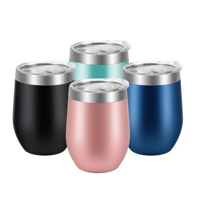 China Custom Print Stocked Engraved Simple Modern Reusable Blank White 12oz Sublimation Wine Thermal Tumbler Cup for sale