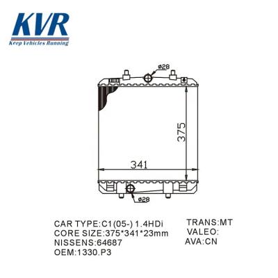 China First class plastic and aluminum ooling radiator for CITROEN RADIATOR OEM 1330.P3 1330.P2 16400-YV010 16400-YV020 for sale