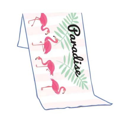 China 100% Turkish Beach Towel Custom Made Safe For Kids Print Fashion Flamingo Cotton Microfiber With Flower for sale