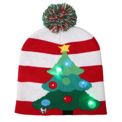 China Normal Cartoon Children's Christmas Knitted Hat Christmas Knitted Hat Autumn Winter Cover Cap LED Christmas Hats for sale