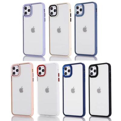 China Wholesale Shockproof Metal Buttons Cover Transparent Metal Lens Camera Protective Phone Case For iphone 13 pro 12 pro 11 XS Max XR for sale