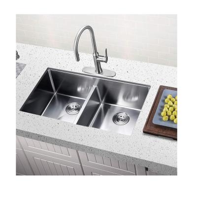 China Without Faucet A304 Steel Sink Undermount Kichen Sink Double Bowl Sink Kitchen for sale