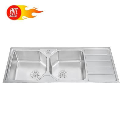 China Without Faucet 12050 Foshan 316 304 SS Inox Hand Wash Undermount Laundry Double Bowl Stainless Steel Kitchen Sink for sale