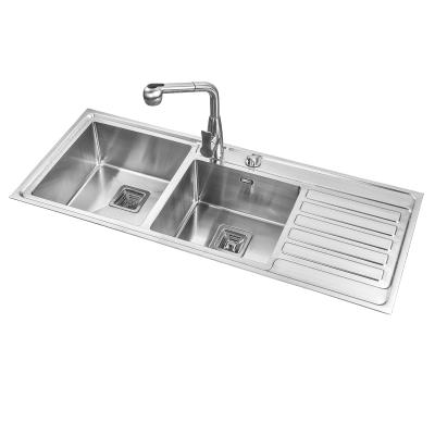 China Without Faucet Durability Stainless Steel Double Bowl Hot-selling Kitchen Above Mount Sink for sale