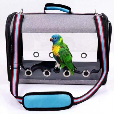 China Advocator Breathable OEM Customize Lightweight Airline Approved Transparent Breathable Window Net Mesh Parrot Travel Cage Pet Bird Carrier for sale