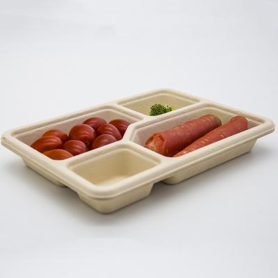 China Environmental Disposable Environmental Bamboo Fiber 4 Compartment Tray for sale