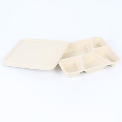 China Eco - Friendly Disposable Disposable Dishes 5 Compartment Lunch Food Containers Lunch Tray for sale