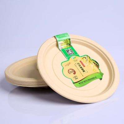 China 6 Inch 100% Biodegradable Round Dish Disposable Bamboo Tableware For Wedding Party for sale