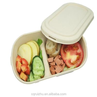 China 850ml Bamboo Fiber Non Plastic Eco-friendly Disposable Take Out Food Bento Lunch Box Biodegradable for sale