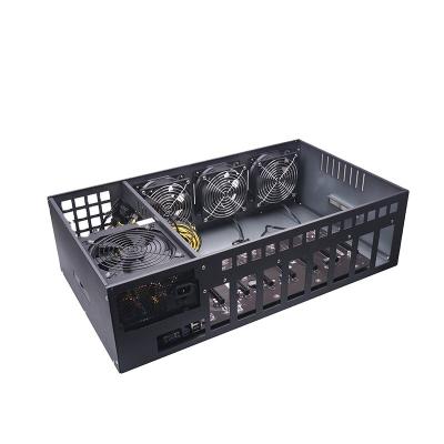 China With fan in PSU case foldable silent video cards. stock fan 8GPU 8 gpu server case frame support B75 B85 S37 1800w 2000w for sale