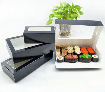 China Good quality hot sale customized logo disposable sushi packaging paper box with PVC window custom for sale