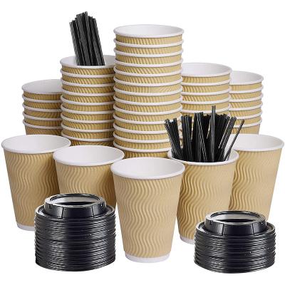 China Biodegradable Customize Size Disposable Coffee Paper Cups Raw Material With Lids for sale