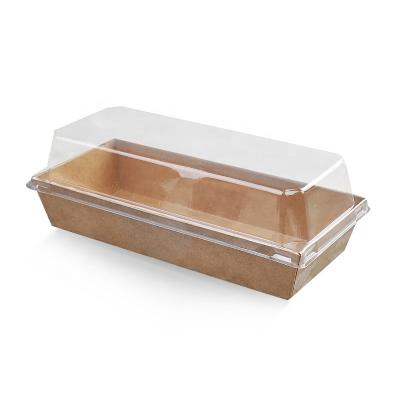 China Custom Printed Biodegradable Paper Box Kraft Paper Disposable Food Tray With Lid for sale