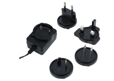 China Black Male Interchangeable Plug Power Adapter OCP OLP OVP Protection 1A 100-240V Input Voltage for sale