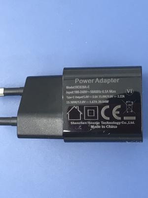 China Black Power Delivery PD Adapter 20W with Over Voltage Protection 1.67A Output Current for sale