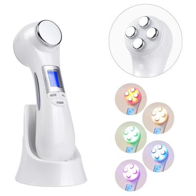 China DEEPLY CLEANING 6 in 1 Hot Cold Blue Beauty Blue Cold Massager Skin Treatment Acne Photon LED IPL Face Care Device Hammer Rejuvenation Lifting Facial Tool for sale