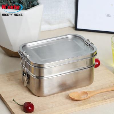 China Freshness Preservation 2 Layer Tiffin Box Lunch Stainless Steel Food Containers Sealed Bento Boxes Dishwasher Safe for sale