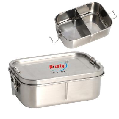 China Custom Lunch Box Bento Lunch Food Container Leakproof Metal Lunch Box 18/8 Stainless Steel Freshness Preservation Dishwasher-Safe for sale