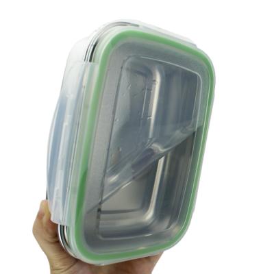 China Wholesale 3 In 1 Rectangle Shape 18/8 Stainless Steel 304 Stainless Steel Lunch Box With PP Lid For Kids Bento Box for sale