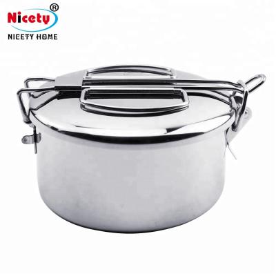 China Freshness Preservation Korean Fineness 304 Stainless Steel Bowl With Lid Handle Food Container Round Long Storage Box for sale