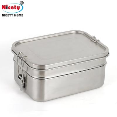 China Hot Selling Freshness Keeping Fineness Double Layers 304 Stainless Steel Food Bowl With Leak Proof For Kids Outdoor Camping for sale