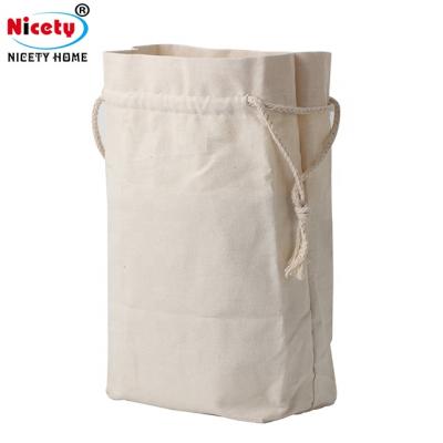 China Custom Smoky Printed Viable Cotton Canvas Bag Rope Group Bags Japanese Style Cloth Bag For Packing Re-usable Cotton Bags for sale