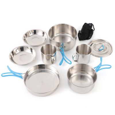 China Nicetys Convenient and space-saving high quality stainless steel camping pot set increasing outdoor backpacking cookware set for sale