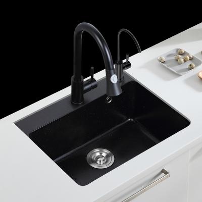 China With Single Faucet Black Bowl Granite Rectangle Quartz Kitchen Sink for sale