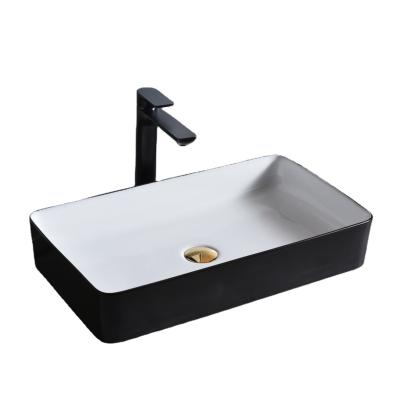 China Wholesale Modern Made in China Bathroom Art Ceramic Sink Bowls White and Black Sink YL3419 for sale