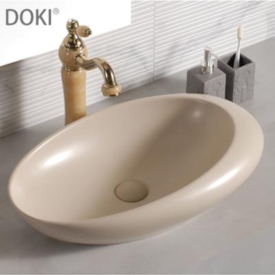 China Art Desgin YL3145-1 Bathroom Hand Drawn High Quality Modern Oval Matte Khaki Modern Bathroom Sink Ceramic Basin for sale