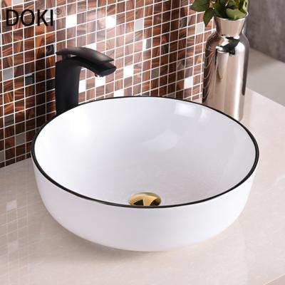 China YL3406-7 Modern Modern Bathroom Hand Wash Basin Around White And Black Side Ceramic Basin for sale