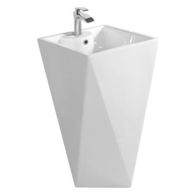 China New Design Modern Unique Bathroom Sinks One Piece Pedestal Sink YL9004 for sale