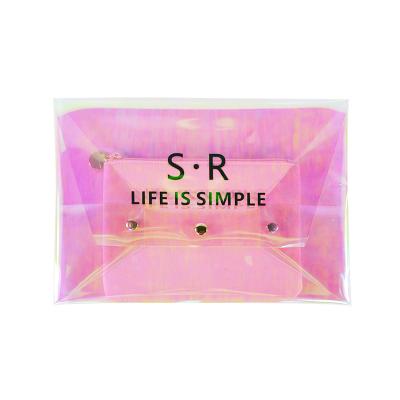 China Durable Transparent Cosmetic Waterproof PVC Wash Symphony Bag Laser Zipper Colorful Bag Bottled Storage Bag With Customized Logo for sale