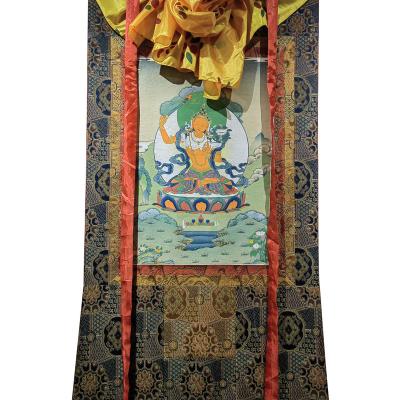 China Magnificent Bodhisattva Manjusri Tibetan fabrics thangka have clear patterns and minimum bright colors for sale