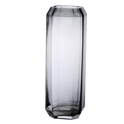 China Europe Square Black Square Vase Home Decoration Wedding Decoration Gray Glass Vase for sale