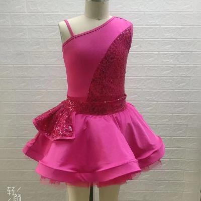 China Dress Up 2023 New Girls Sequin Jazz Dance Costumes Kids Hot Pink Jazz Skirts for sale