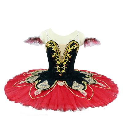 China Dress up 2023 new arrival woman TUTU professional tutu black and red pancaked tutu woman performance dance costumes for sale